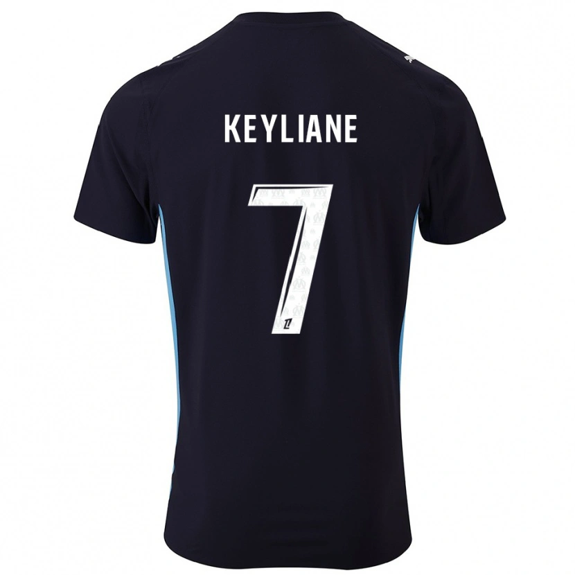Danxen Uomo Maglia Keyliane Abdallah #7 Nero Azzurro Kit Gara Away 2025/26 Maglietta