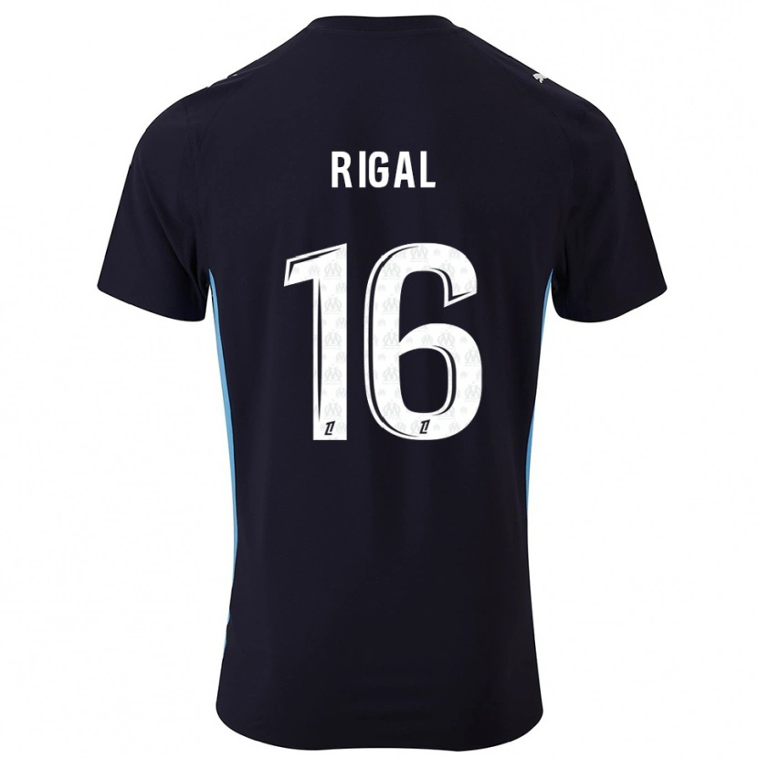 Danxen Uomo Maglia Pablo Rigal #16 Nero Azzurro Kit Gara Away 2025/26 Maglietta