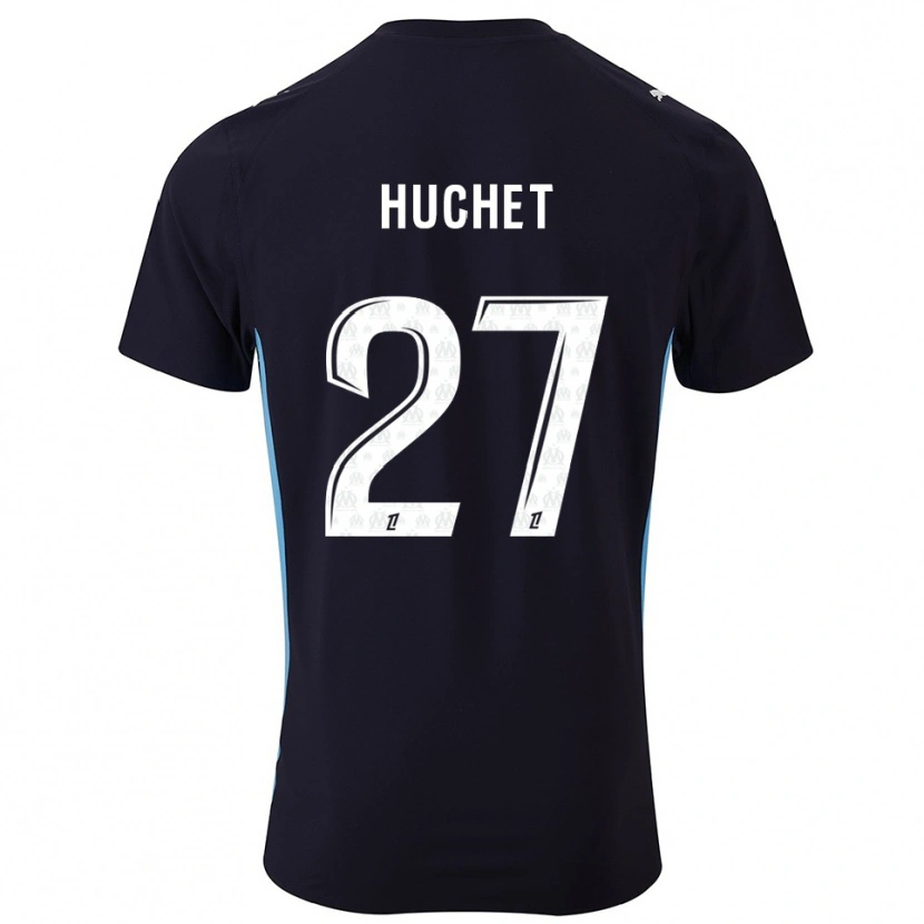 Danxen Uomo Maglia Sarah Huchet #27 Nero Azzurro Kit Gara Away 2025/26 Maglietta