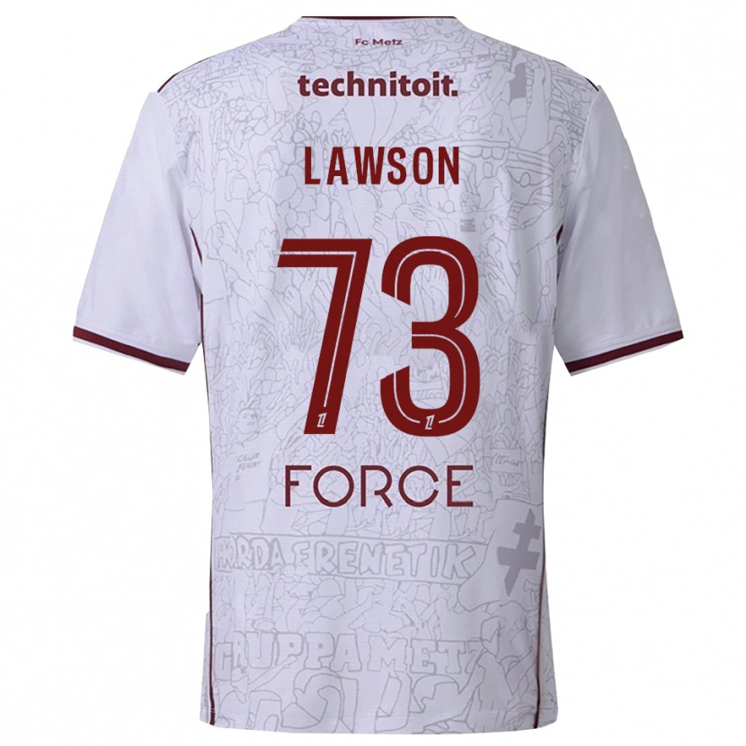 Danxen Uomo Maglia Yannis Lawson #73 Bianco Borgogna Kit Gara Away 2025/26 Maglietta