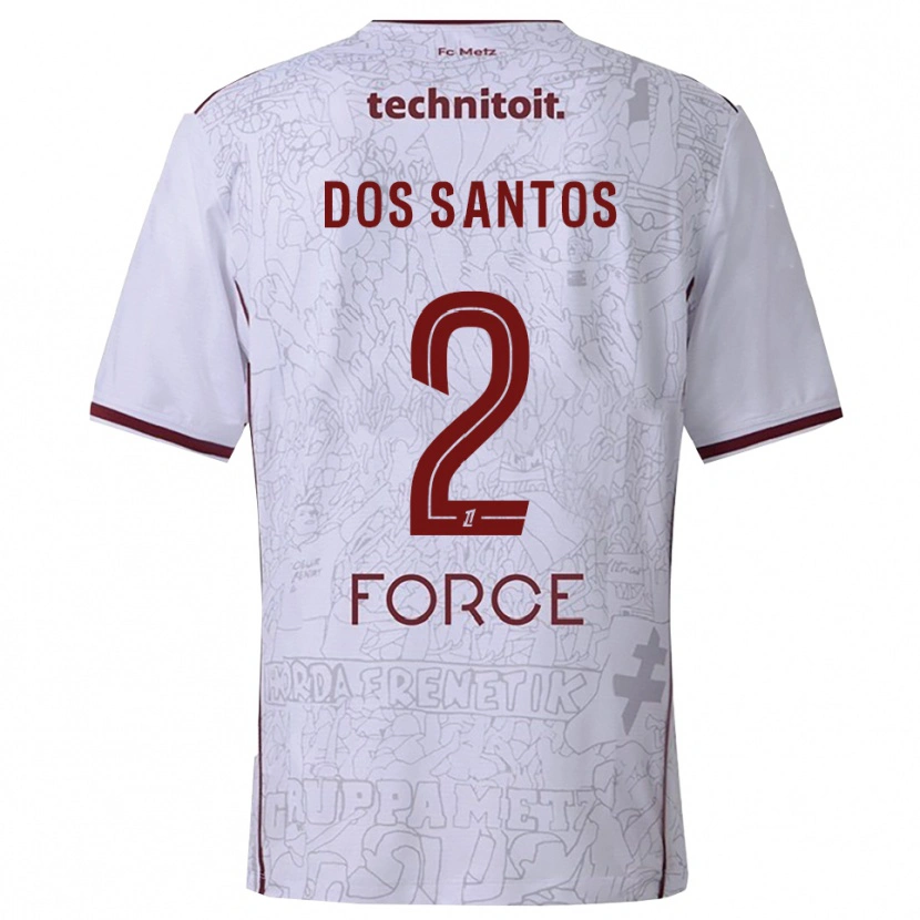 Danxen Uomo Maglia Tahirys Dos Santos #2 Bianco Borgogna Kit Gara Away 2025/26 Maglietta