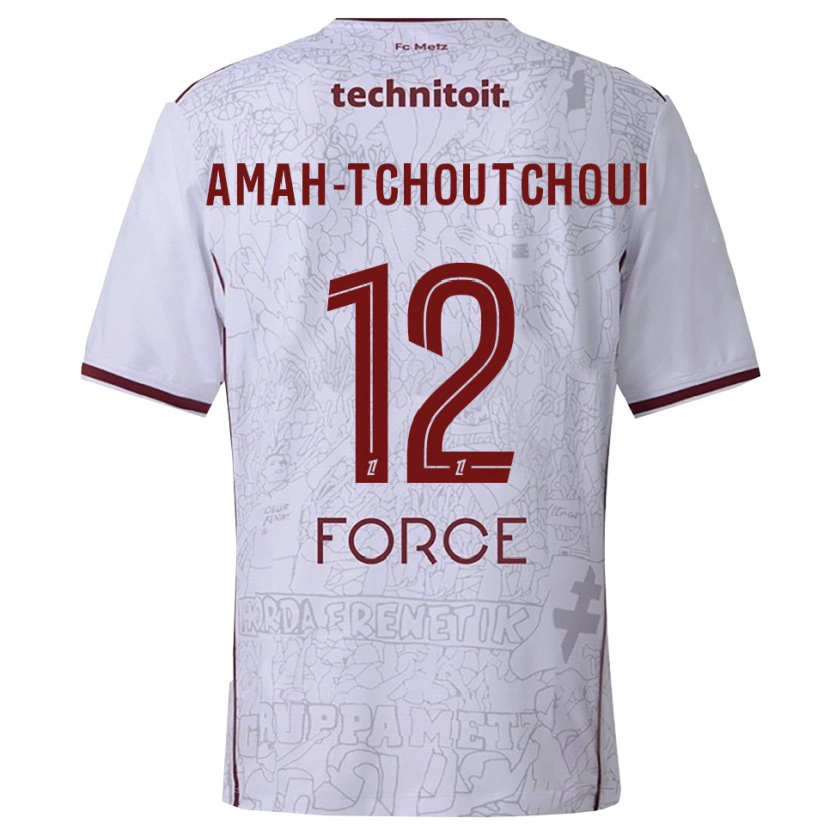 Danxen Uomo Maglia Marco Amah-Tchoutchoui #12 Bianco Borgogna Kit Gara Away 2025/26 Maglietta
