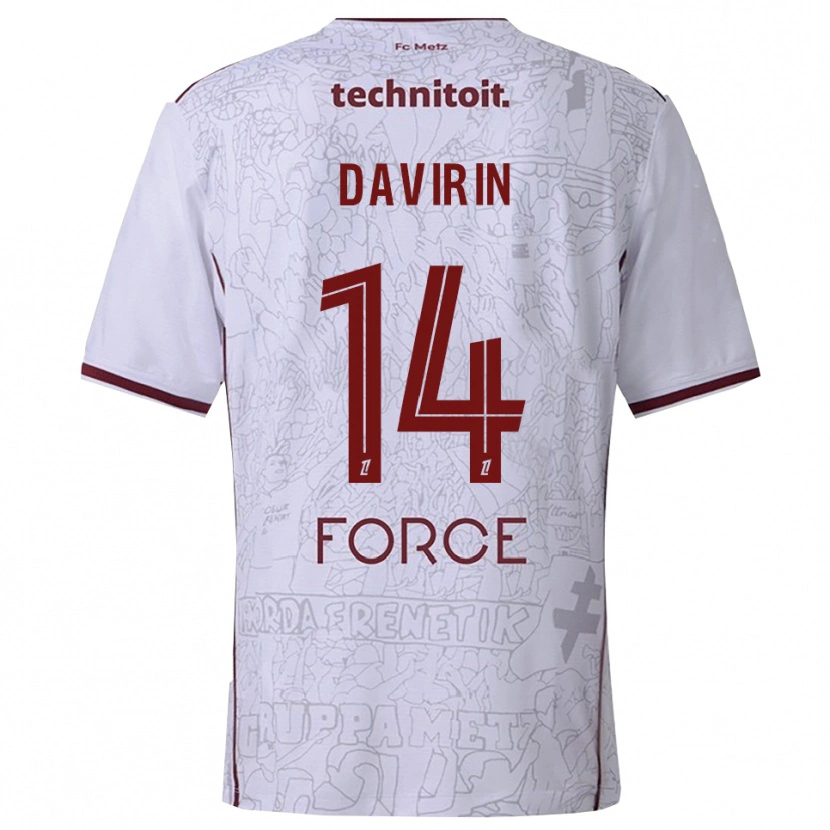 Danxen Uomo Maglia Pierre-Alexandre Davirin #14 Bianco Borgogna Kit Gara Away 2025/26 Maglietta