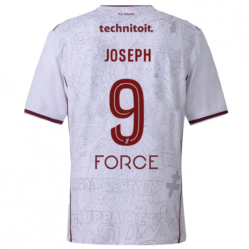 Danxen Uomo Maglia Amélie Joseph #9 Bianco Borgogna Kit Gara Away 2025/26 Maglietta