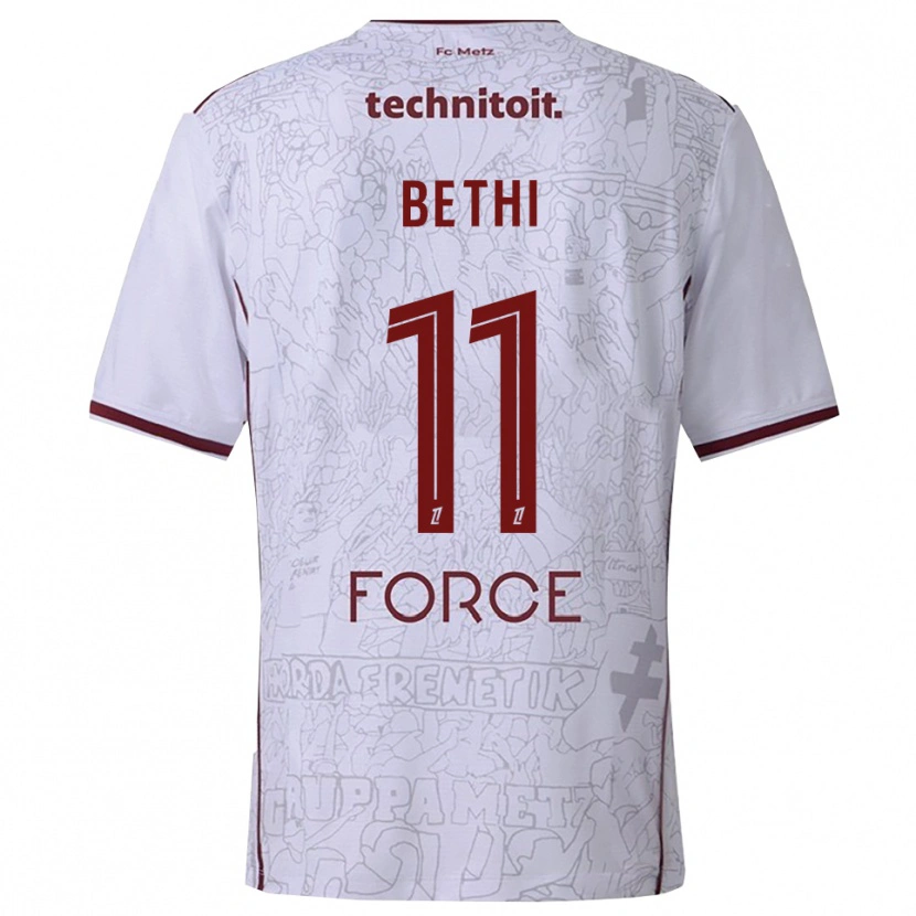 Danxen Uomo Maglia Mélissa Bethi #11 Bianco Borgogna Kit Gara Away 2025/26 Maglietta