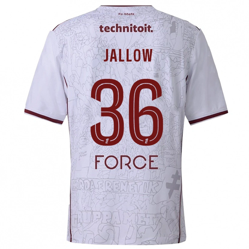 Danxen Uomo Maglia Ablie Jallow #36 Bianco Borgogna Kit Gara Away 2025/26 Maglietta