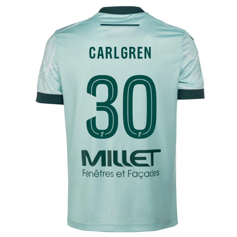 Danxen Uomo Maglia Patrik Carlgren #30 Verde Bianco Kit Gara Away 2025/26 Maglietta