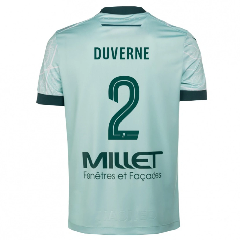 Danxen Uomo Maglia Jean-Kévin Duverne #2 Verde Bianco Kit Gara Away 2025/26 Maglietta