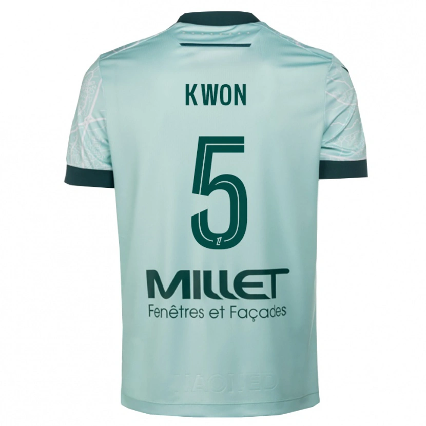 Danxen Uomo Maglia Hyeok-Kyu Kwon #5 Verde Bianco Kit Gara Away 2025/26 Maglietta