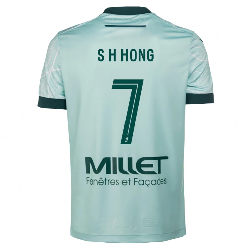 Danxen Uomo Maglia Hyun-Seok Hong #7 Verde Bianco Kit Gara Away 2025/26 Maglietta