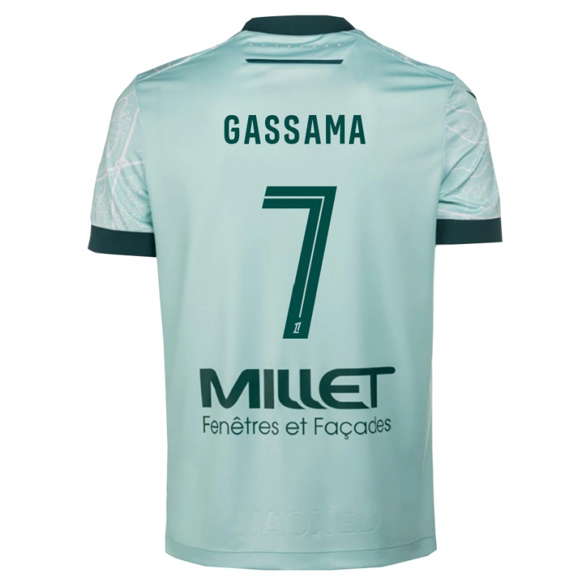 Danxen Uomo Maglia Heraba Gassama #7 Verde Bianco Kit Gara Away 2025/26 Maglietta