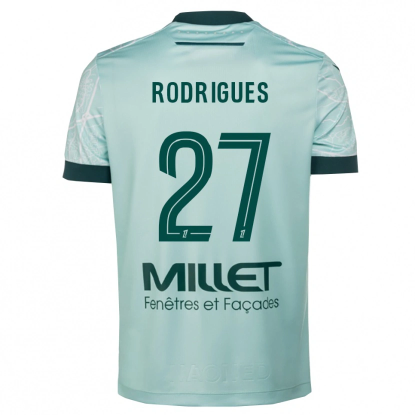 Danxen Uomo Maglia Nelly Rodrigues #27 Verde Bianco Kit Gara Away 2025/26 Maglietta