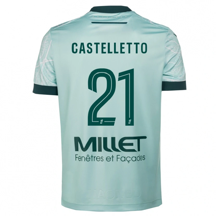 Danxen Uomo Maglia Jean-Charles Castelletto #21 Verde Bianco Kit Gara Away 2025/26 Maglietta
