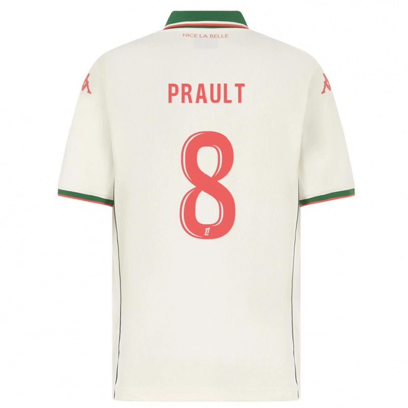 Danxen Uomo Maglia Jade Prault #8 Bianco Verde Kit Gara Away 2025/26 Maglietta