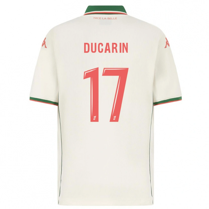 Danxen Uomo Maglia Léa Ducarin #17 Bianco Verde Kit Gara Away 2025/26 Maglietta