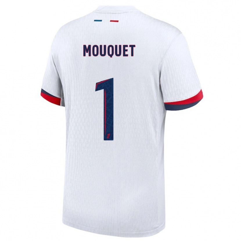 Danxen Uomo Maglia Louis Mouquet #1 Bianco Rosso Kit Gara Away 2025/26 Maglietta