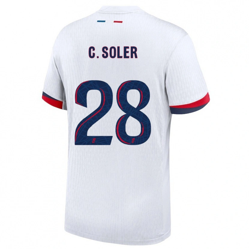 Danxen Uomo Maglia Carlos Soler #28 Bianco Rosso Kit Gara Away 2025/26 Maglietta