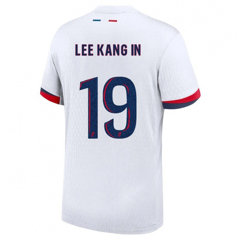 Danxen Uomo Maglia Kang-In Lee #19 Bianco Rosso Kit Gara Away 2025/26 Maglietta