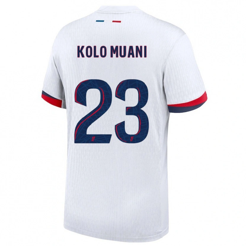Danxen Uomo Maglia Randal Kolo Muani #23 Bianco Rosso Kit Gara Away 2025/26 Maglietta