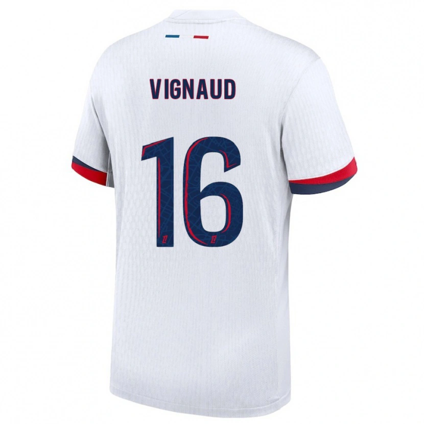 Danxen Uomo Maglia Arthur Vignaud #16 Bianco Rosso Kit Gara Away 2025/26 Maglietta