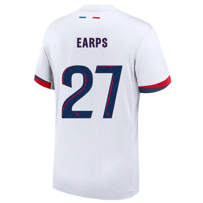 Danxen Uomo Maglia Mary Earps #27 Bianco Rosso Kit Gara Away 2025/26 Maglietta