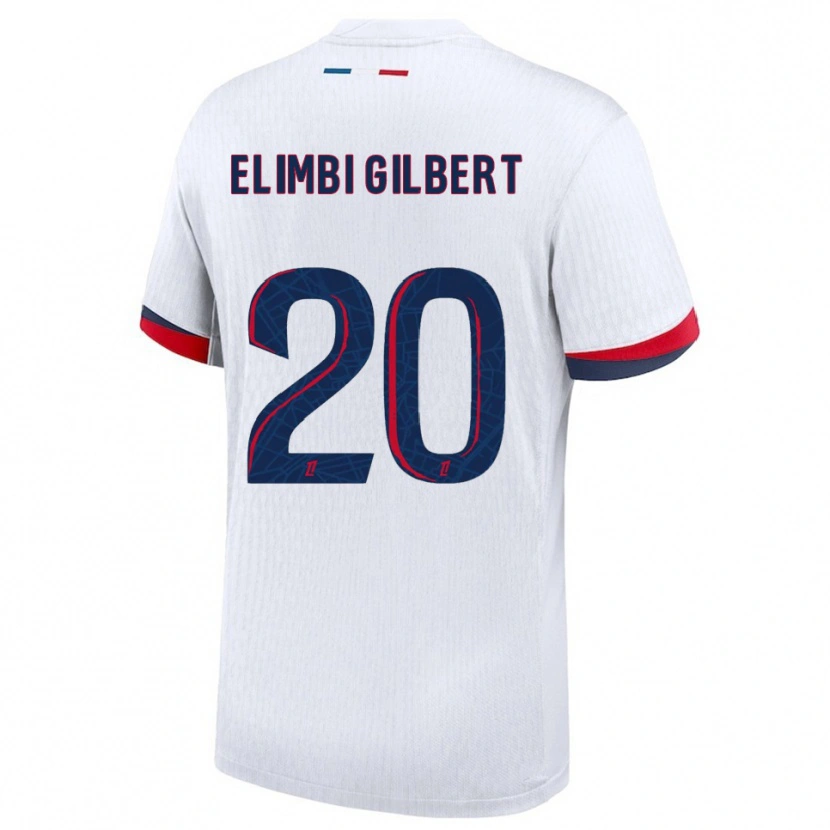Danxen Uomo Maglia Tara Elimbi Gilbert #20 Bianco Rosso Kit Gara Away 2025/26 Maglietta