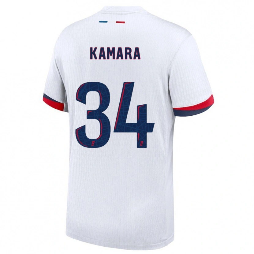 Danxen Uomo Maglia Noham Kamara #34 Bianco Rosso Kit Gara Away 2025/26 Maglietta