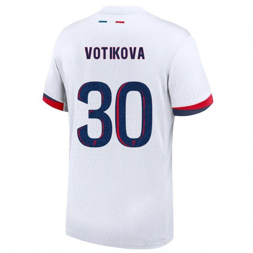 Danxen Uomo Maglia Barbora Votikova #30 Bianco Rosso Kit Gara Away 2025/26 Maglietta