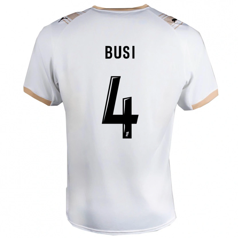 Danxen Uomo Maglia Maxime Busi #4 Bianco Nero Kit Gara Away 2025/26 Maglietta
