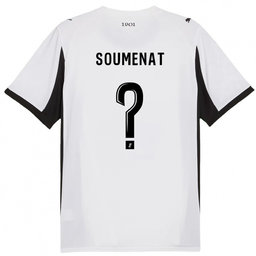 Danxen Uomo Maglia Flavien Soumenat #0 Bianco Nero Kit Gara Away 2025/26 Maglietta