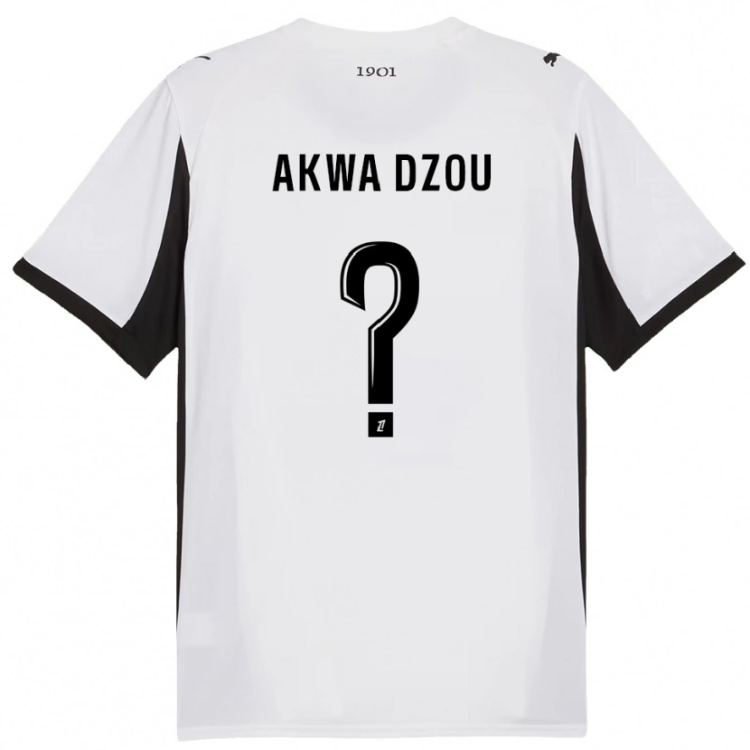 Danxen Uomo Maglia Yoan Akwa Dzou #0 Bianco Nero Kit Gara Away 2025/26 Maglietta