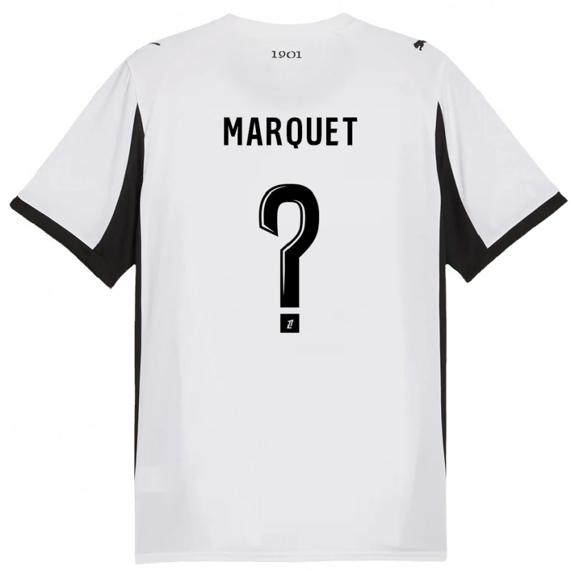 Danxen Uomo Maglia Pacôme Marquet #0 Bianco Nero Kit Gara Away 2025/26 Maglietta