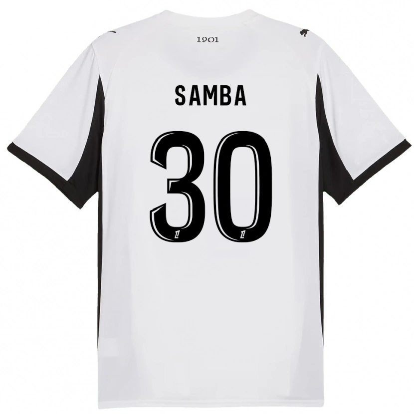 Danxen Uomo Maglia Brice Samba #30 Bianco Nero Kit Gara Away 2025/26 Maglietta