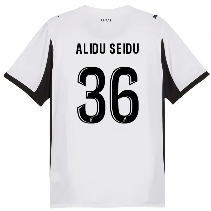 Danxen Uomo Maglia Alidu Seidu #36 Bianco Nero Kit Gara Away 2025/26 Maglietta