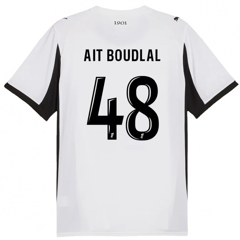 Danxen Uomo Maglia Abdelhamid Ait Boudlal #48 Bianco Nero Kit Gara Away 2025/26 Maglietta