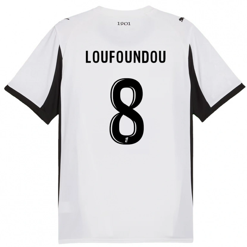 Danxen Uomo Maglia Noah Loufoundou #8 Bianco Nero Kit Gara Away 2025/26 Maglietta