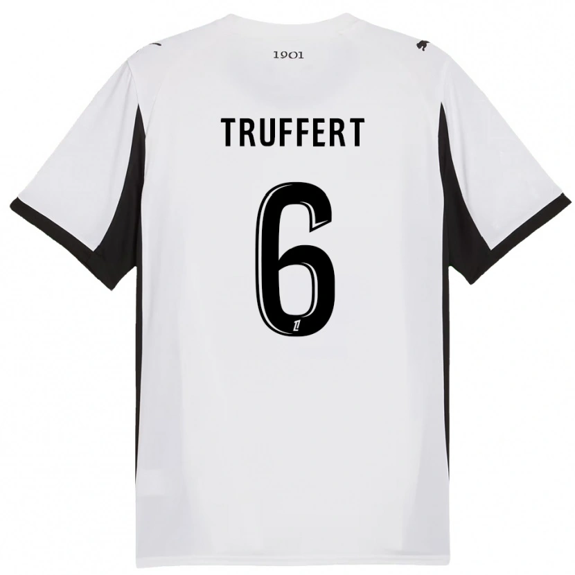 Danxen Uomo Maglia Florian Truffert #6 Bianco Nero Kit Gara Away 2025/26 Maglietta