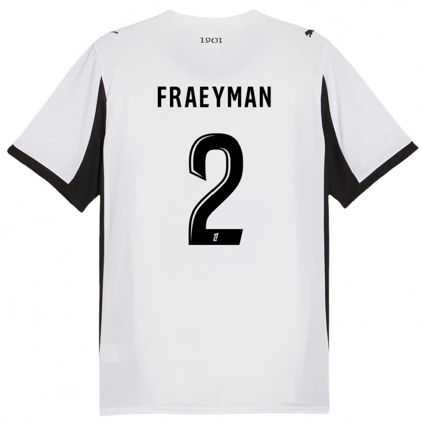 Danxen Uomo Maglia Dorian Fraeyman #2 Bianco Nero Kit Gara Away 2025/26 Maglietta