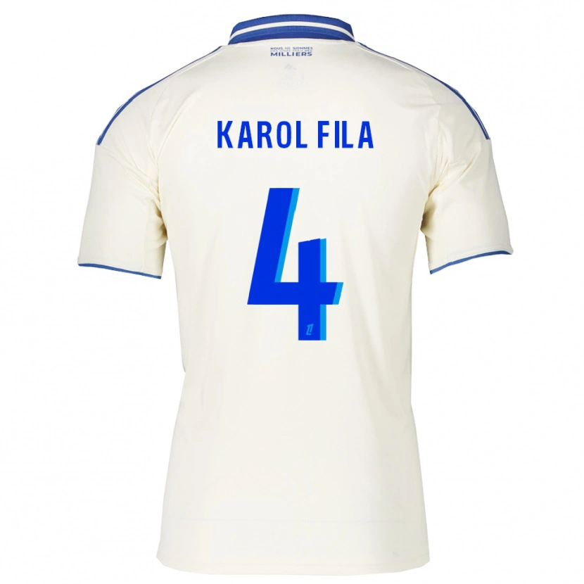 Danxen Uomo Maglia Karol Fila #4 Champagne Blu Kit Gara Away 2025/26 Maglietta