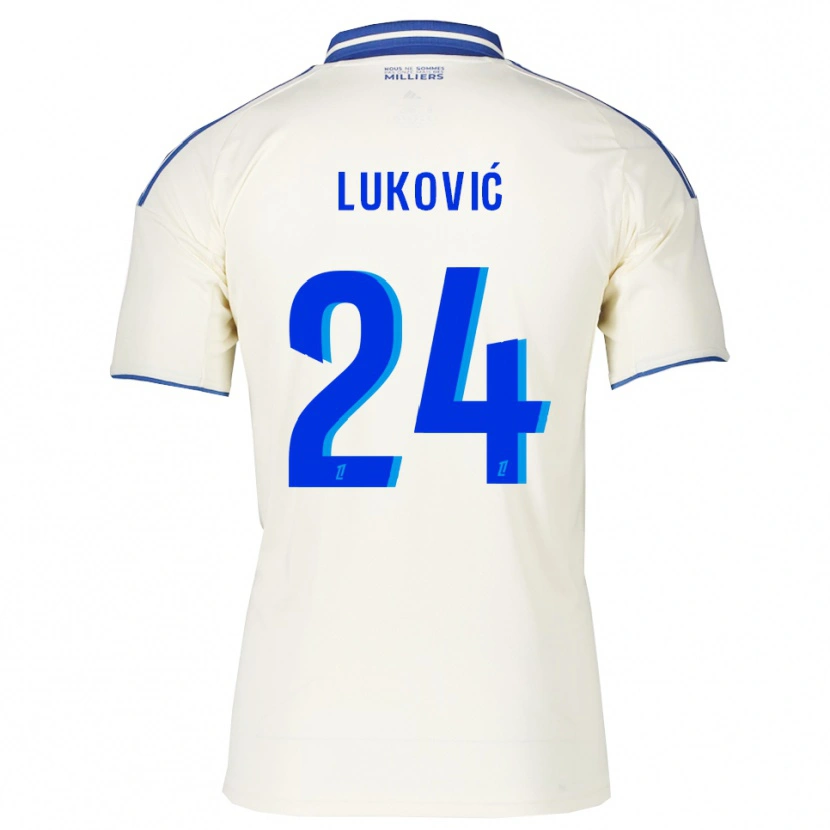 Danxen Uomo Maglia Milos Lukovic #24 Champagne Blu Kit Gara Away 2025/26 Maglietta