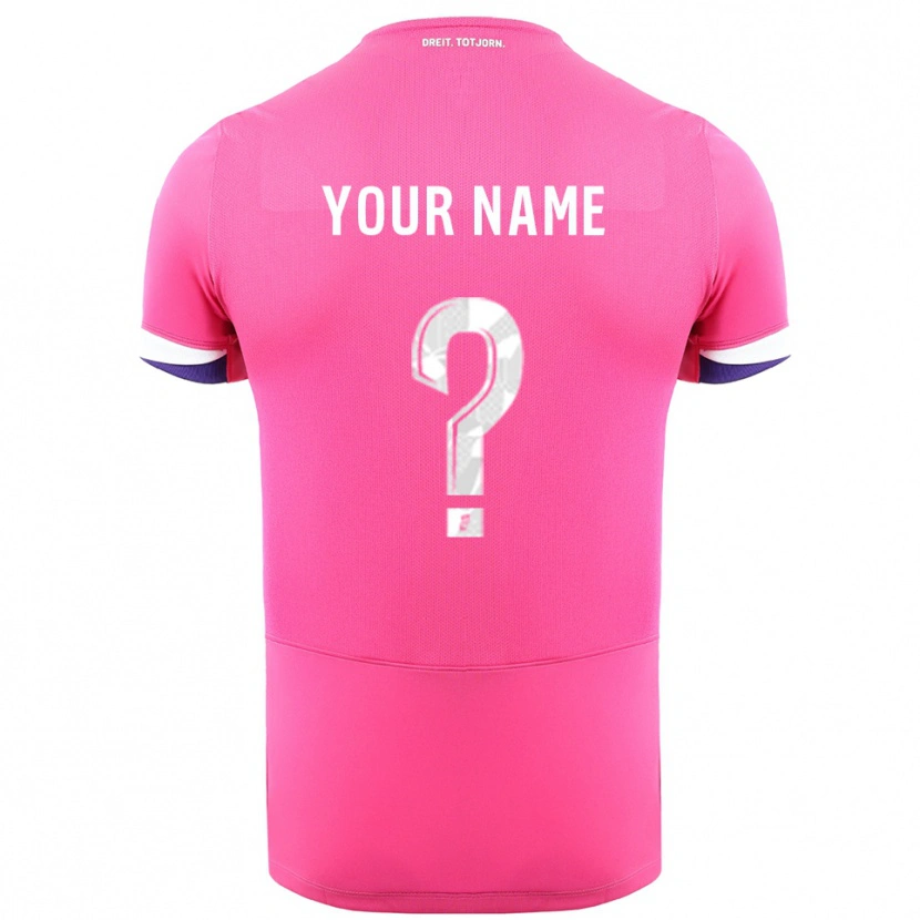Danxen Uomo Maglia Il Tuo Nome #0 Rosa Bianco Kit Gara Away 2025/26 Maglietta
