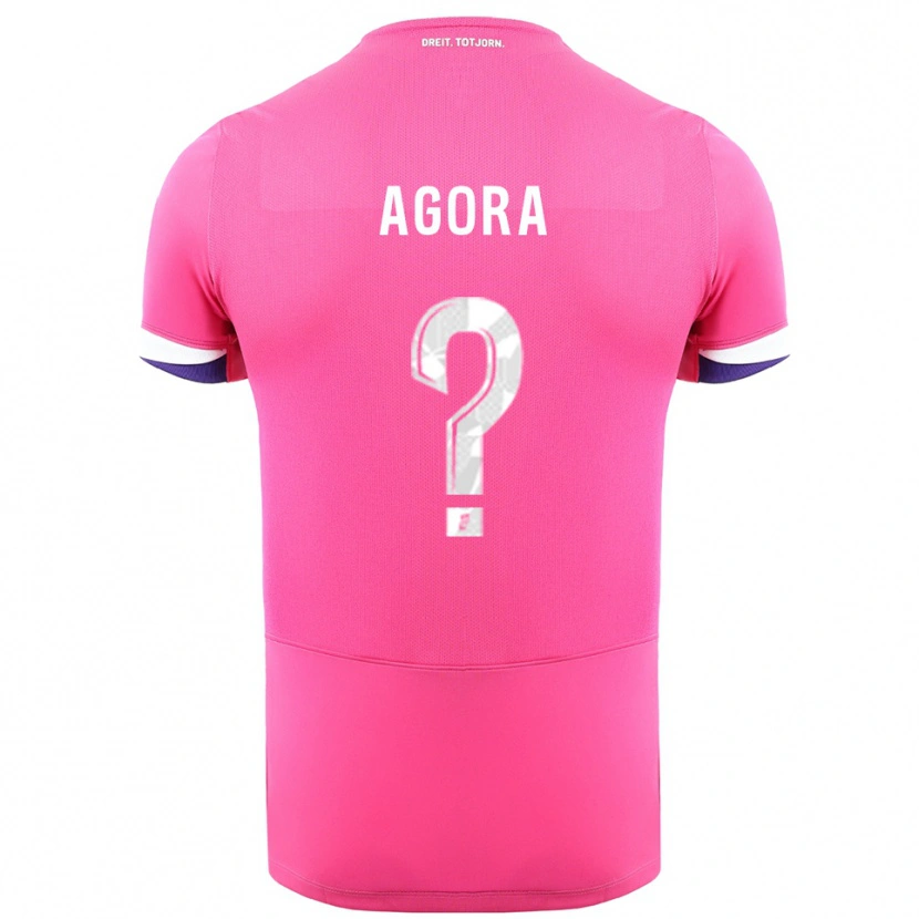 Danxen Uomo Maglia Yannick Agora #0 Rosa Bianco Kit Gara Away 2025/26 Maglietta