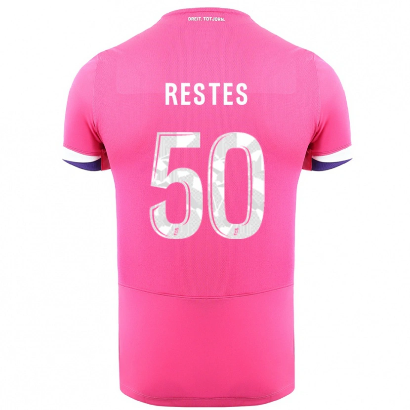 Danxen Uomo Maglia Guillaume Restes #50 Rosa Bianco Kit Gara Away 2025/26 Maglietta