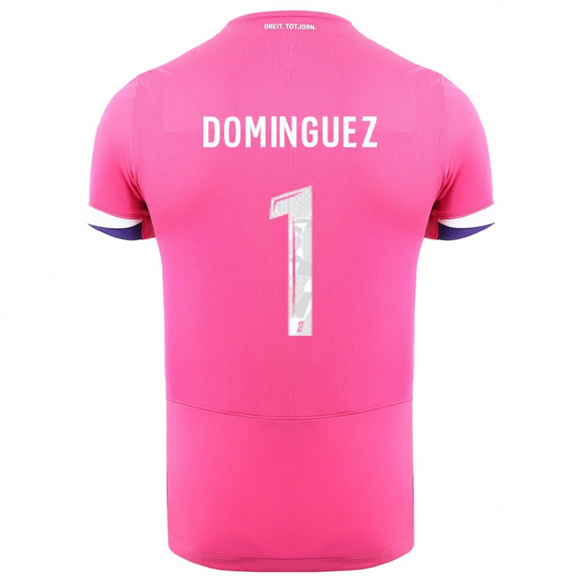 Danxen Uomo Maglia Álex Domínguez #1 Rosa Bianco Kit Gara Away 2025/26 Maglietta