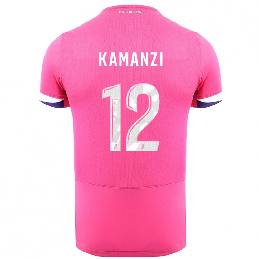 Danxen Uomo Maglia Warren Kamanzi #12 Rosa Bianco Kit Gara Away 2025/26 Maglietta
