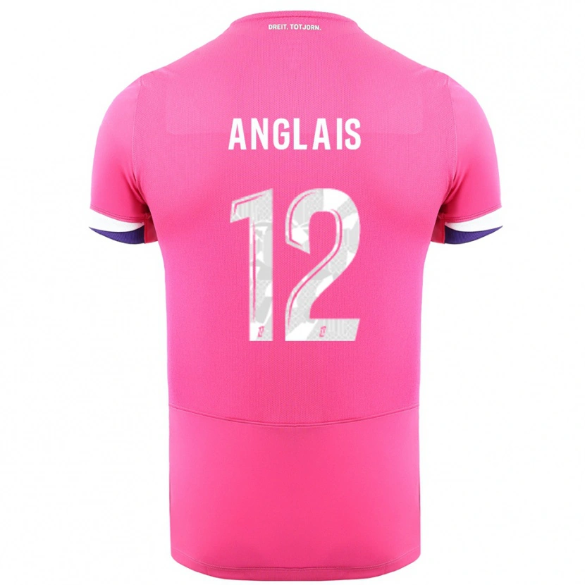 Danxen Uomo Maglia Anaëlle Anglais #12 Rosa Bianco Kit Gara Away 2025/26 Maglietta