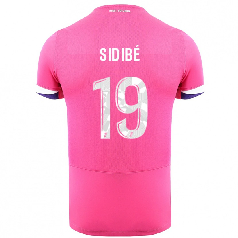 Danxen Uomo Maglia Djibril Sidibé #19 Rosa Bianco Kit Gara Away 2025/26 Maglietta