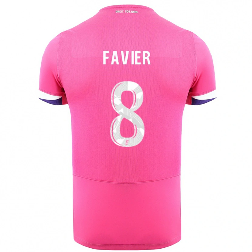 Danxen Uomo Maglia Luca Favier #8 Rosa Bianco Kit Gara Away 2025/26 Maglietta
