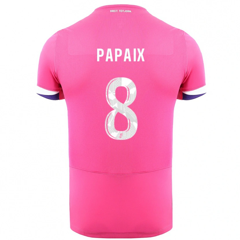 Danxen Uomo Maglia Pauline Papaix #8 Rosa Bianco Kit Gara Away 2025/26 Maglietta