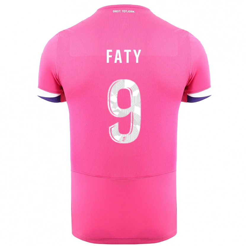 Danxen Uomo Maglia Enzo Faty #9 Rosa Bianco Kit Gara Away 2025/26 Maglietta